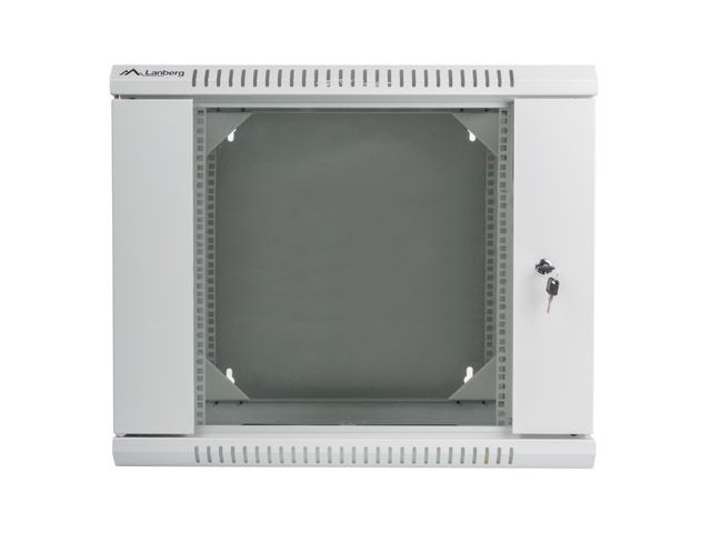 Lanberg WF02-6609-10S 19" 9U SZÉL:600mm MÉLY:600mm MAG:507mm lapraszerelt üvegajtós szürke kétrészes fali rack szekrény