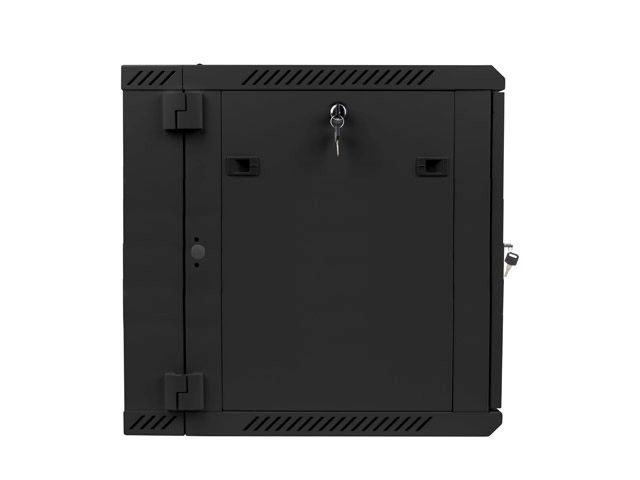 Lanberg WF02-6612-10B 19" 12U SZÉL:600mm MÉLY:600mm MAG:640mm lapraszerelt üvegajtós fekete kétrészes fali rack szekrény