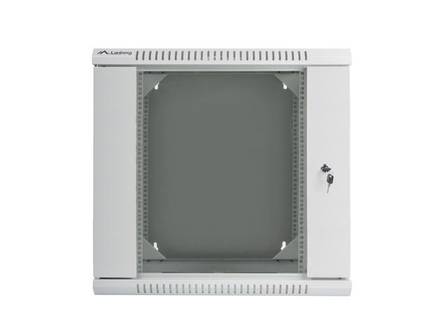 Lanberg WF02-6612-10S 19" 12U SZÉL:600mm MÉLY:600mm MAG:640mm lapraszerelt üvegajtós szürke kétrészes fali rack szekrény