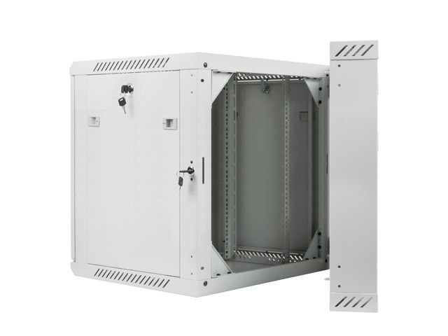 Lanberg WF02-6612-10S 19" 12U SZÉL:600mm MÉLY:600mm MAG:640mm lapraszerelt üvegajtós szürke kétrészes fali rack szekrény