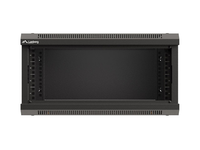 Lanberg WF03-5304-10B 19" 4U SZÉL:540mm MÉLY:350mm MAG:281mm lapraszerelt üvegajtós fekete fali rack szekrény