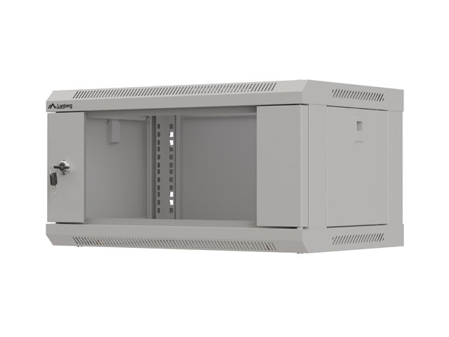 Lanberg WF03-5304-10S 19" 4U SZÉL:540mm MÉLY:350mm MAG:281mm lapraszerelt üvegajtós szürke fali rack szekrény