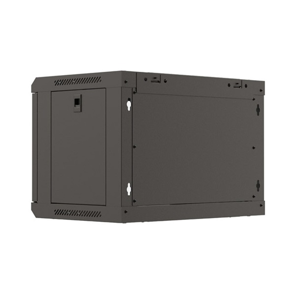 Lanberg WF03-5306-10B 19" 6U SZÉL:540mm MÉLY:350mm MAG:370mm lapraszerelt üvegajtós fekete fali rack szekrény