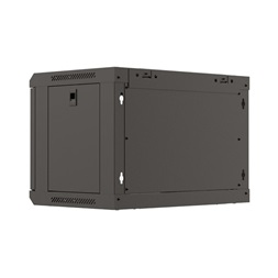 Lanberg WF03-5306-10B 19" 6U SZÉL:540mm MÉLY:350mm MAG:370mm lapraszerelt üvegajtós fekete fali rack szekrény