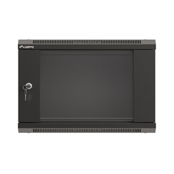 Lanberg WF03-5306-10B 19" 6U SZÉL:540mm MÉLY:350mm MAG:370mm lapraszerelt üvegajtós fekete fali rack szekrény
