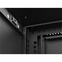Lanberg WF03-5306-10B 19" 6U SZÉL:540mm MÉLY:350mm MAG:370mm lapraszerelt üvegajtós fekete fali rack szekrény