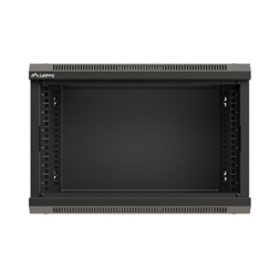 Lanberg WF03-5306-10B 19" 6U SZÉL:540mm MÉLY:350mm MAG:370mm lapraszerelt üvegajtós fekete fali rack szekrény