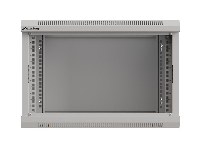 Lanberg WF03-5306-10S 19" 6U SZÉL:540mm MÉLY:350mm MAG:370mm lapraszerelt üvegajtós szürke fali rack szekrény