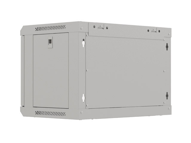 Lanberg WF03-5306-10S 19" 6U SZÉL:540mm MÉLY:350mm MAG:370mm lapraszerelt üvegajtós szürke fali rack szekrény