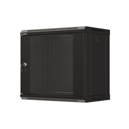 Lanberg WF03-5309-10B 19" 9U SZÉL:540mm MÉLY:350mm MAG:500mm lapraszerelt üvegajtós fekete fali rack szekrény
