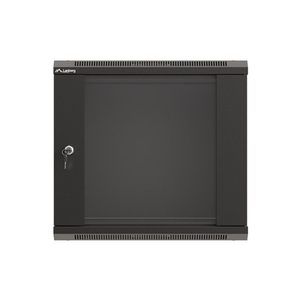 Lanberg WF03-5309-10B 19" 9U SZÉL:540mm MÉLY:350mm MAG:500mm lapraszerelt üvegajtós fekete fali rack szekrény