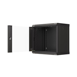 Lanberg WF03-5309-10B 19" 9U SZÉL:540mm MÉLY:350mm MAG:500mm lapraszerelt üvegajtós fekete fali rack szekrény
