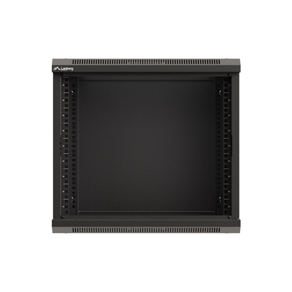Lanberg WF03-5309-10B 19" 9U SZÉL:540mm MÉLY:350mm MAG:500mm lapraszerelt üvegajtós fekete fali rack szekrény