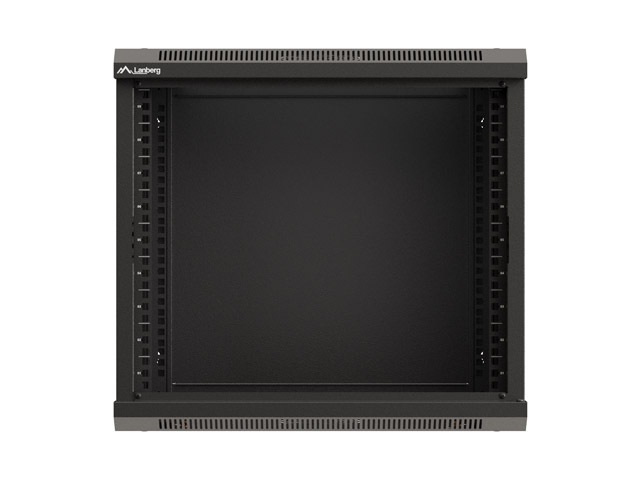 Lanberg WF03-5309-10B 19" 9U SZÉL:540mm MÉLY:350mm MAG:500mm lapraszerelt üvegajtós fekete fali rack szekrény