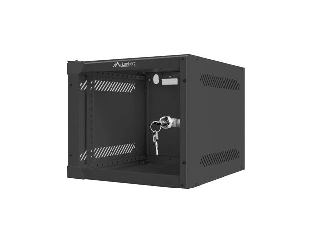Lanberg WF10-2304-10B 10" 4U SZÉL:280mm MÉLY:310mm MAG:247mm lapraszerelt üvegajtós fekete fali rack szekrény