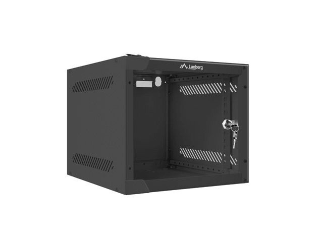 Lanberg WF10-2304-10B 10" 4U SZÉL:280mm MÉLY:310mm MAG:247mm lapraszerelt üvegajtós fekete fali rack szekrény