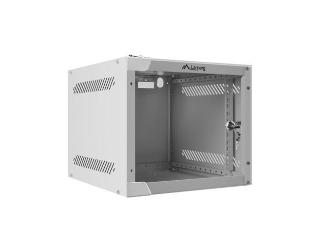 Lanberg WF10-2304-10S 10" 4U SZÉL:280mm MÉLY:310mm MAG:247mm lapraszerelt üvegajtós szürke fali rack szekrény