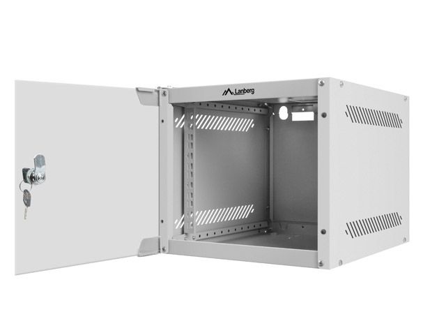 Lanberg WF10-2304-10S 10" 4U SZÉL:280mm MÉLY:310mm MAG:247mm lapraszerelt üvegajtós szürke fali rack szekrény