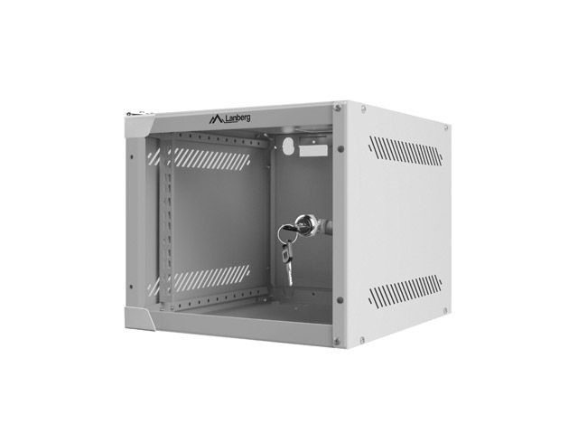 Lanberg WF10-2304-10S 10" 4U SZÉL:280mm MÉLY:310mm MAG:247mm lapraszerelt üvegajtós szürke fali rack szekrény