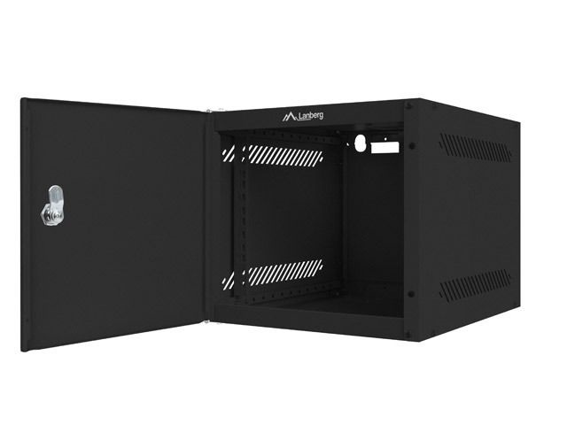 Lanberg WF10-2306-00B 10" 6U SZÉL:280mm MÉLY:310mm MAG:336mm lapraszerelt fémajtós fekete fali rack szekrény