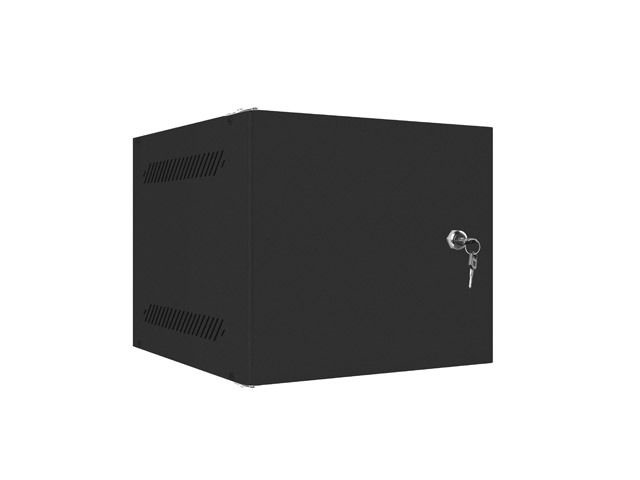 Lanberg WF10-2306-00B 10" 6U SZÉL:280mm MÉLY:310mm MAG:336mm lapraszerelt fémajtós fekete fali rack szekrény
