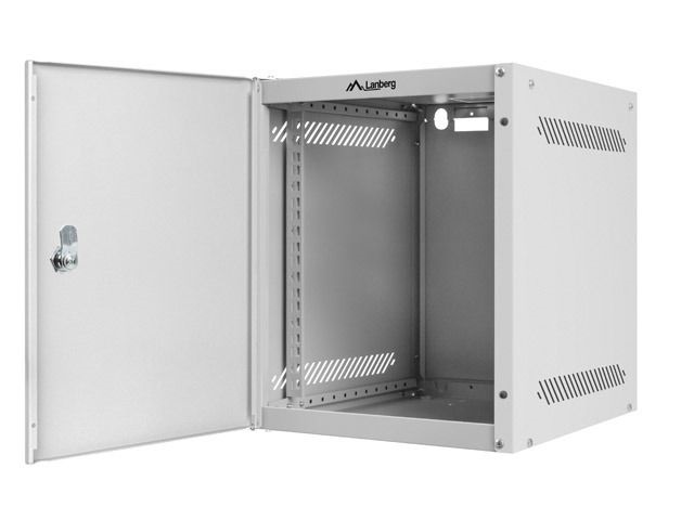 Lanberg WF10-2306-00S 10" 6U SZÉL:280mm MÉLY:310mm MAG:336mm lapraszerelt fémajtós szürke fali rack szekrény