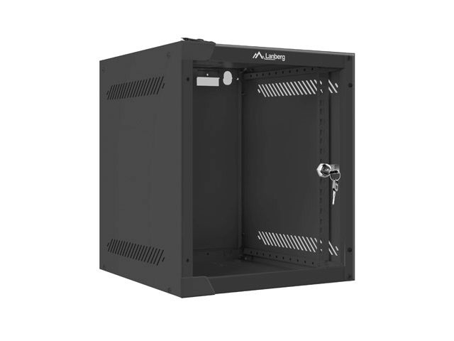 Lanberg WF10-2306-10B 10" 6U SZÉL:280mm MÉLY:310mm MAG:336mm lapraszerelt üvegajtós fekete fali rack szekrény