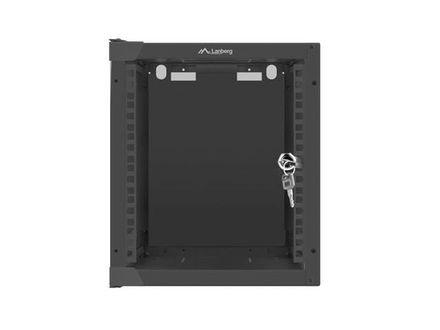 Lanberg WF10-2306-10B 10" 6U SZÉL:280mm MÉLY:310mm MAG:336mm lapraszerelt üvegajtós fekete fali rack szekrény