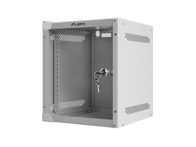 Lanberg WF10-2306-10S 10" 6U SZÉL:280mm MÉLY:310mm MAG:336mm lapraszerelt üvegajtós szürke fali rack szekrény