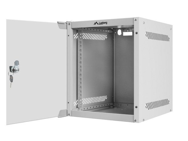 Lanberg WF10-2306-10S 10" 6U SZÉL:280mm MÉLY:310mm MAG:336mm lapraszerelt üvegajtós szürke fali rack szekrény