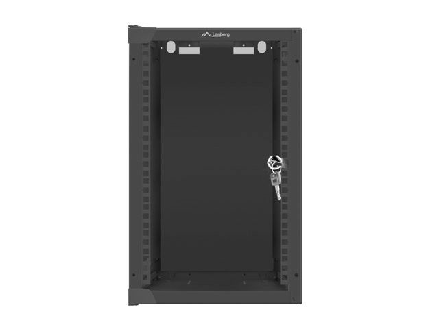 Lanberg WF10-2309-10B 10" 9U SZÉL:280mm MÉLY:310mm MAG:469mm lapraszerelt üvegajtós fekete fali rack szekrény