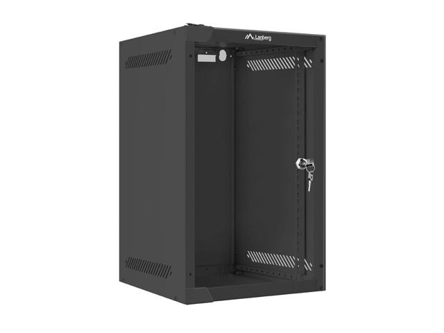 Lanberg WF10-2309-10B 10" 9U SZÉL:280mm MÉLY:310mm MAG:469mm lapraszerelt üvegajtós fekete fali rack szekrény