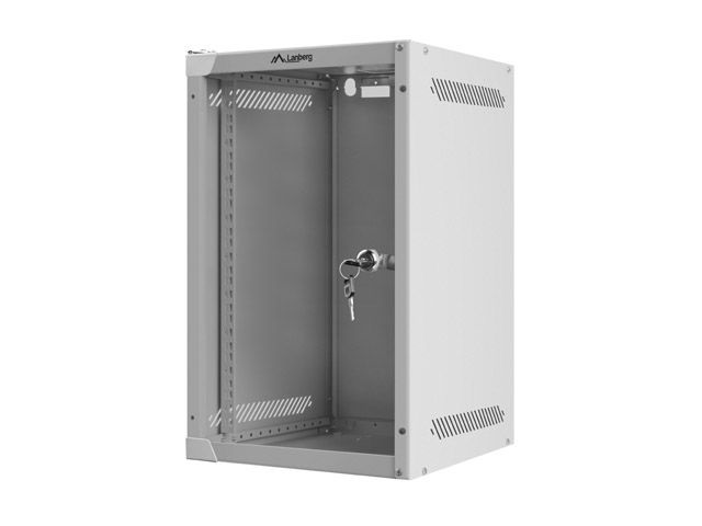 Lanberg WF10-2309-10S 10" 9U SZÉL:280mm MÉLY:310mm MAG:469mm lapraszerelt üvegajtós szürke fali rack szekrény