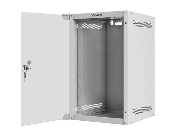 Lanberg WF10-2309-10S 10" 9U SZÉL:280mm MÉLY:310mm MAG:469mm lapraszerelt üvegajtós szürke fali rack szekrény