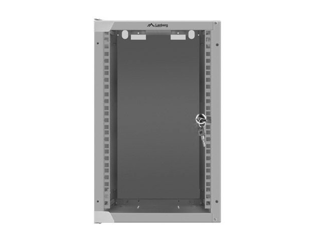 Lanberg WF10-2309-10S 10" 9U SZÉL:280mm MÉLY:310mm MAG:469mm lapraszerelt üvegajtós szürke fali rack szekrény