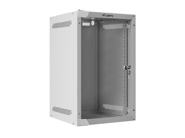 Lanberg WF10-2309-10S 10" 9U SZÉL:280mm MÉLY:310mm MAG:469mm lapraszerelt üvegajtós szürke fali rack szekrény