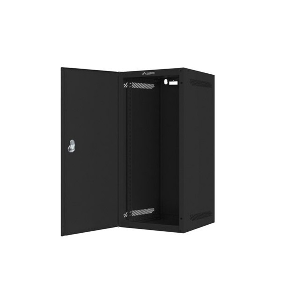 Lanberg WF10-2312-00B 10" 12U SZÉL:280mm MÉLY:310mm MAG:603mm lapraszerelt fémajtós fekete fali rack szekrény