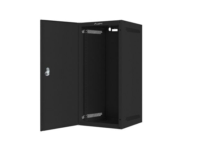 Lanberg WF10-2312-00B 10" 12U SZÉL:280mm MÉLY:310mm MAG:603mm lapraszerelt fémajtós fekete fali rack szekrény