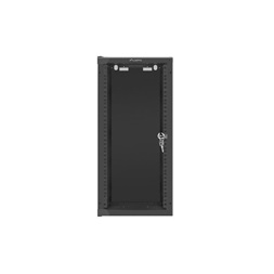 Lanberg WF10-2312-10B 10" 12U SZÉL:280mm MÉLY:310mm MAG:603mm lapraszerelt üvegajtós fekete fali rack szekrény