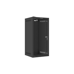 Lanberg WF10-2312-10B 10" 12U SZÉL:280mm MÉLY:310mm MAG:603mm lapraszerelt üvegajtós fekete fali rack szekrény