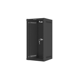 Lanberg WF10-2312-10B 10" 12U SZÉL:280mm MÉLY:310mm MAG:603mm lapraszerelt üvegajtós fekete fali rack szekrény