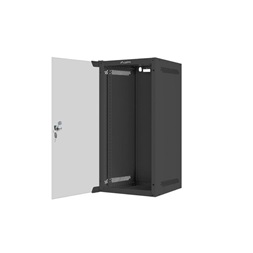 Lanberg WF10-2312-10B 10" 12U SZÉL:280mm MÉLY:310mm MAG:603mm lapraszerelt üvegajtós fekete fali rack szekrény