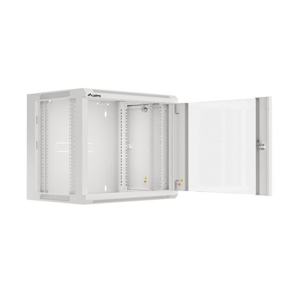 Lanberg WFFA-5409-10S 19" 9U SZÉL:570mm MÉLY:450mm MAG:500mm lapraszerelt üvegajtós szürke fali rack szekrény