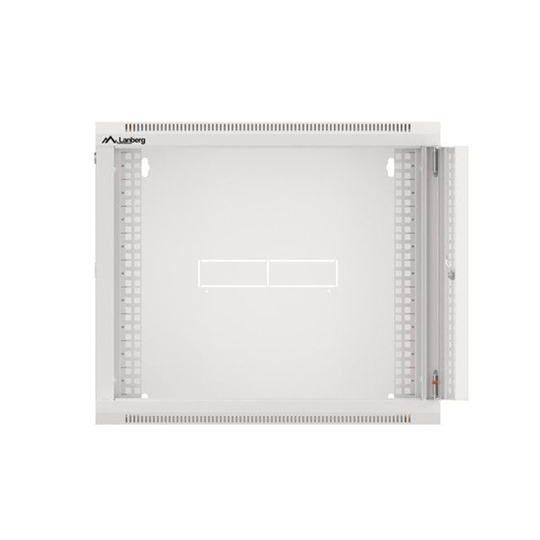 Lanberg WFFA-5409-10S 19" 9U SZÉL:570mm MÉLY:450mm MAG:500mm lapraszerelt üvegajtós szürke fali rack szekrény