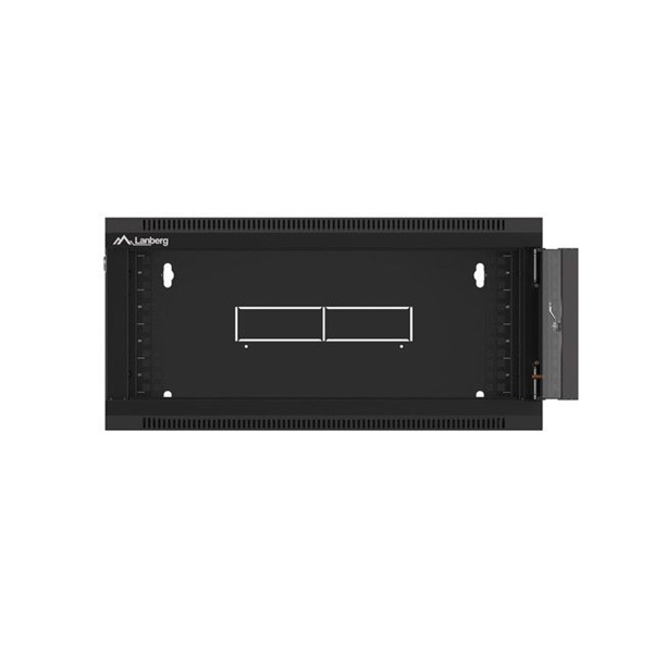 Lanberg WFFA-5604-10B 19" 4U SZÉL:570mm MÉLY:600mm MAG:277mm lapraszerelt üvegajtós fekete fali rack szekrény