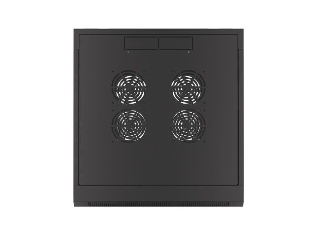 Lanberg WFFA-5604-10B 19" 4U SZÉL:570mm MÉLY:600mm MAG:277mm lapraszerelt üvegajtós fekete fali rack szekrény