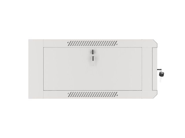 Lanberg WFFA-5604-10S 19" 4U SZÉL:570mm MÉLY:600mm MAG:277mm lapraszerelt üvegajtós szürke fali rack szekrény