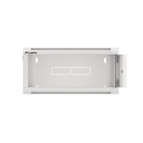 Lanberg WFFA-5604-10S 19" 4U SZÉL:570mm MÉLY:600mm MAG:277mm lapraszerelt üvegajtós szürke fali rack szekrény