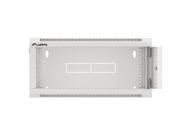 Lanberg WFFA-5604-10S 19" 4U SZÉL:570mm MÉLY:600mm MAG:277mm lapraszerelt üvegajtós szürke fali rack szekrény