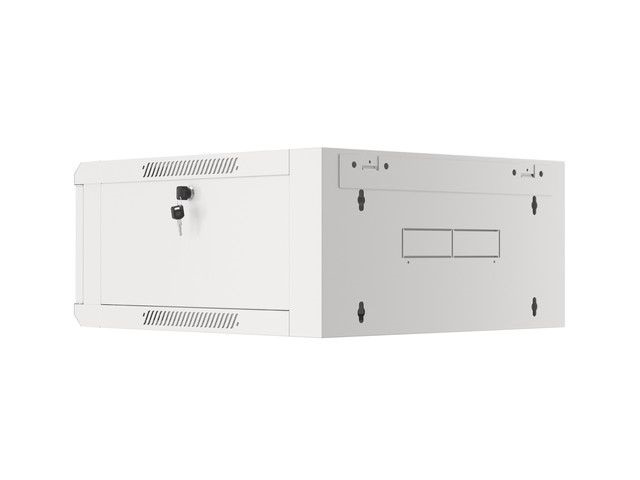 Lanberg WFFA-5604-10S 19" 4U SZÉL:570mm MÉLY:600mm MAG:277mm lapraszerelt üvegajtós szürke fali rack szekrény